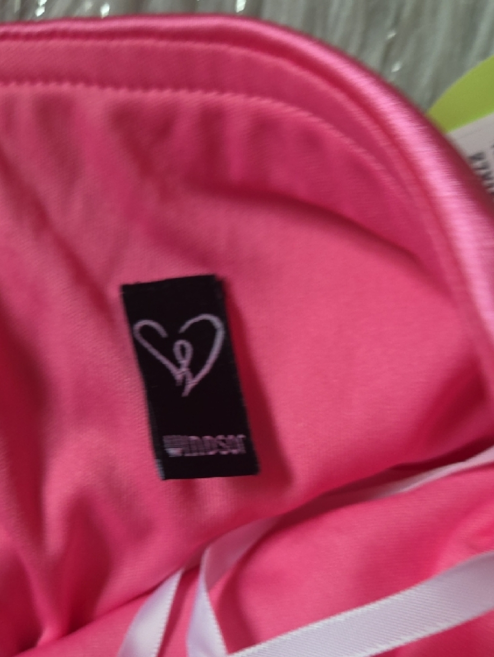 Wildsor Hot Pink Satin Strapless Dress with Heart Logo - Picture 6 of 7